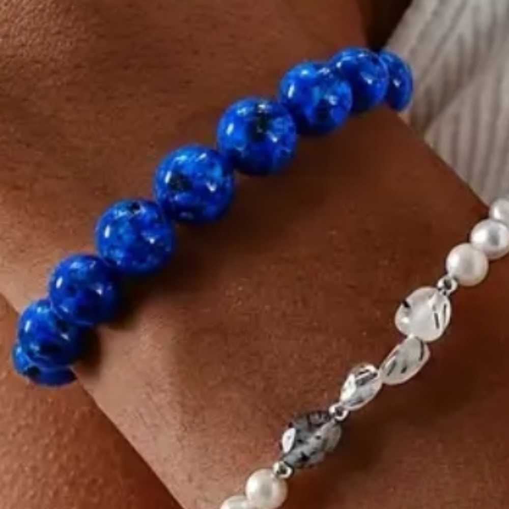 Lapis Lazuli 8mm Beaded Bracelet - Picture 3 of 3